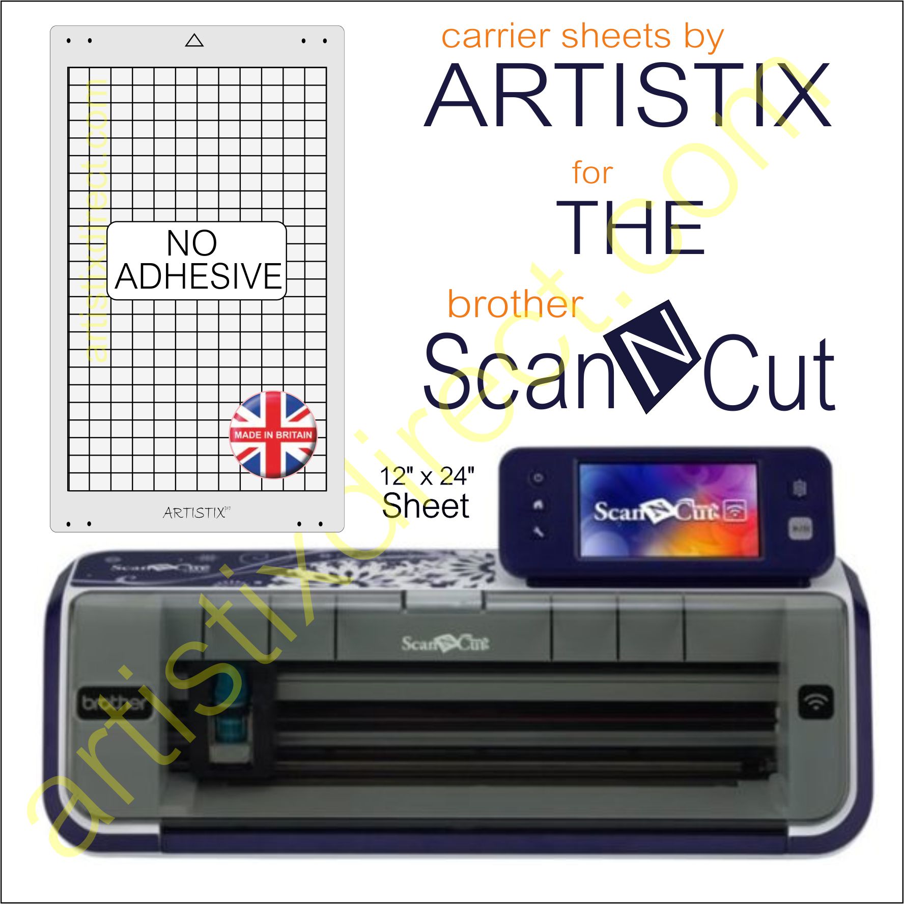 Artistix Non Adhesive 12 x 24 Carrier Sheet Cutting Mat For The Brother Scan  N Cut ScanNCut - Artistix Direct